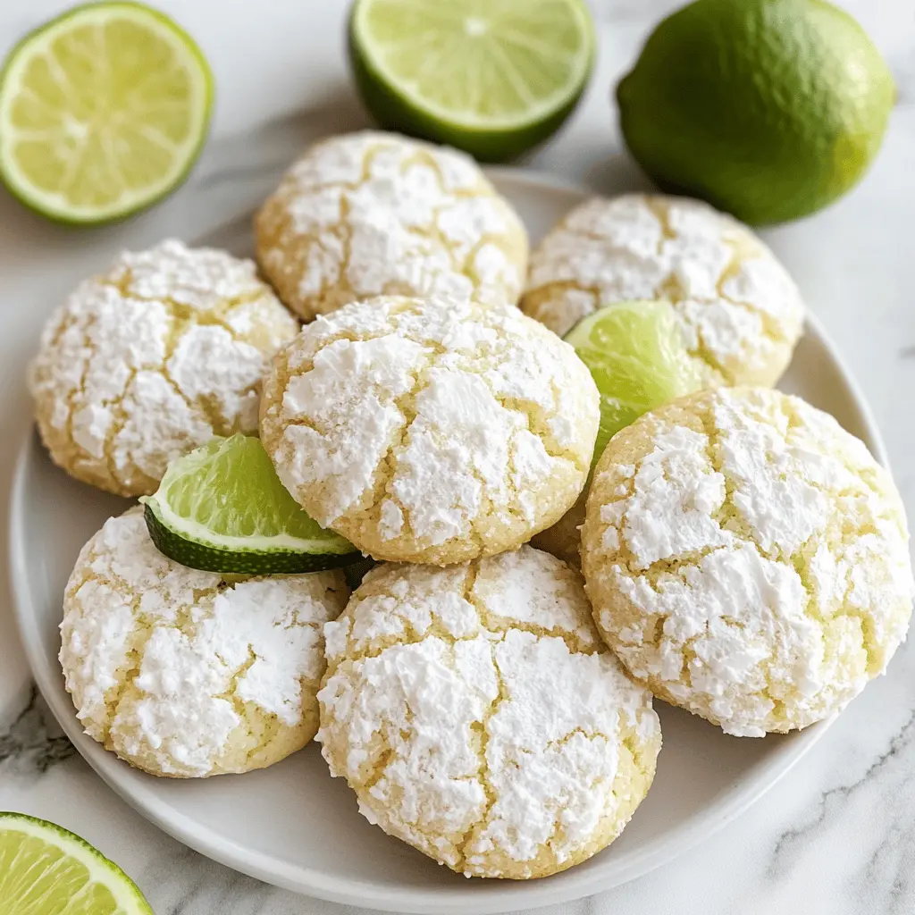 Brighten your dessert table with these Coconut Key Lime Crinkle Cookies! Infused with zesty key lime juice and shredded coconut, they offer a delightful burst of tropical flavor in every bite. These chewy cookies have a beautiful cracked sugar coating that makes them irresistibly adorable. Perfect for summer gatherings or just a sweet treat anytime. Save this recipe for your next baking adventure!