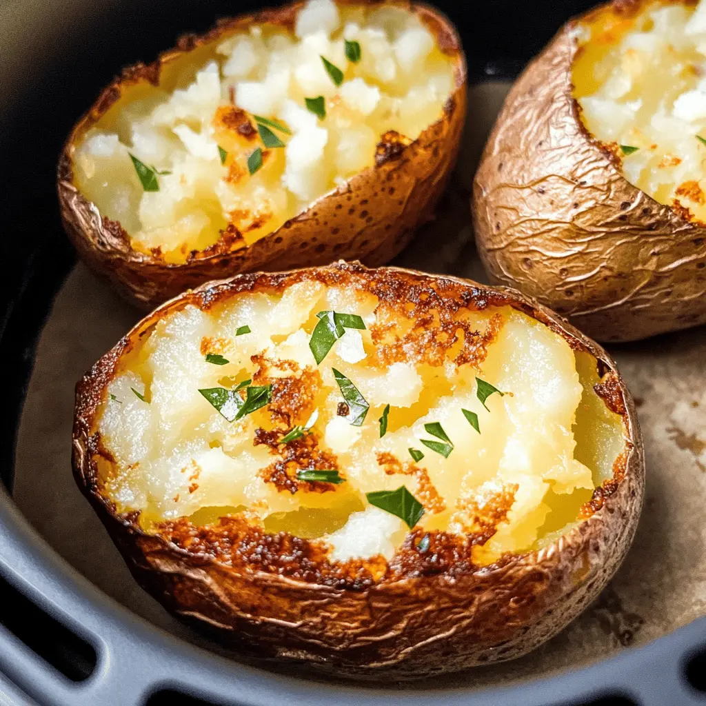 Looking for a simple side dish that’s full of flavor? Try these Crispy Air Fryer Baked Potatoes! With a golden, crunchy exterior and fluffy interior, they're a perfect match for any meal. Loaded with toppings or enjoyed plain, these potatoes are quick and easy to make. Save this recipe for your next dinner night or game day snack!