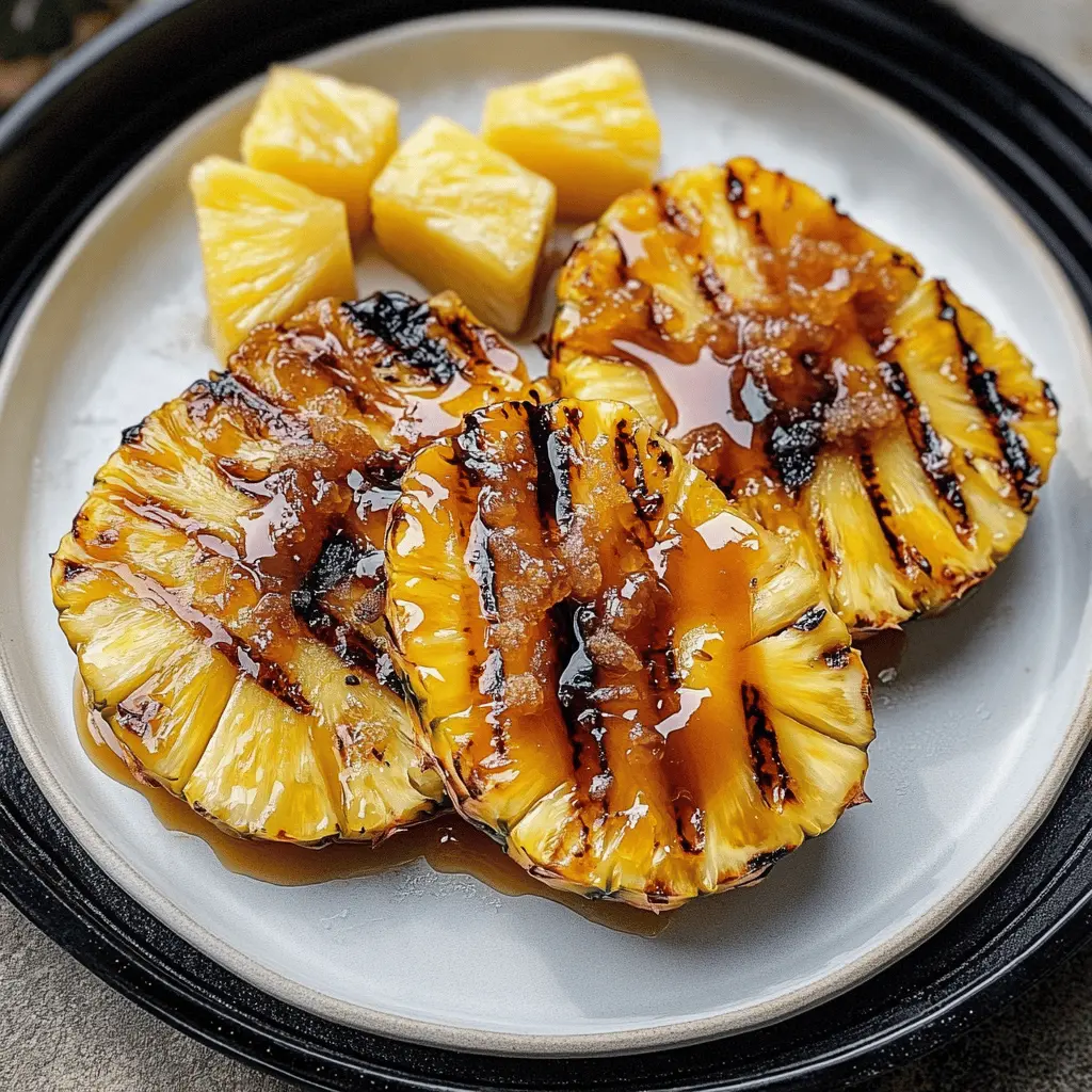 Craving a tropical treat? This Easy Grilled Pineapple with Caramelized Brown Sugar takes just minutes to prepare and packs a punch of flavor! Sweet pineapple slices caramelize perfectly with rich brown sugar, creating a warm and delightful dessert. Perfect for summer barbecues or a tasty snack! Save this recipe for your next outdoor gathering!