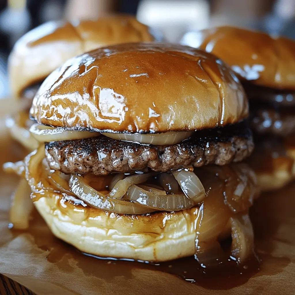 Looking for a burger that combines comfort and flavor? Try these French Onion Burgers! With caramelized onions, melted cheese, and a savory patty, each bite is packed with deliciousness. Perfect for cookouts or weeknight dinners, save this recipe to impress your family and friends!