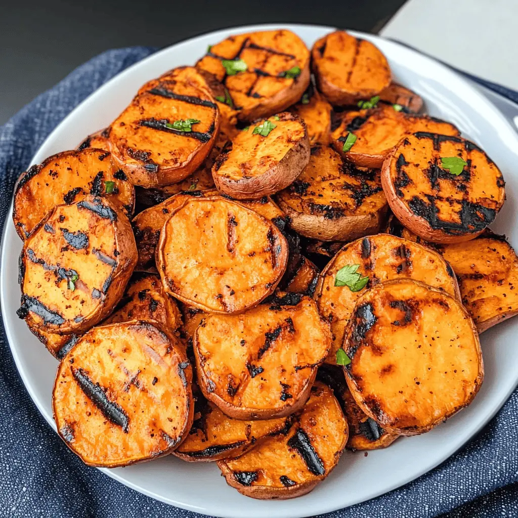 Grilled sweet potatoes are the perfect side dish for any summer gathering! Smoky, tender, and slightly sweet, these sweet potato slices are easy to prepare on the grill. With just a few seasonings, they enhance any meal while adding a nutritious touch. Save this recipe for your next barbecue or picnic and impress your friends and family with this deliciously simple treat!