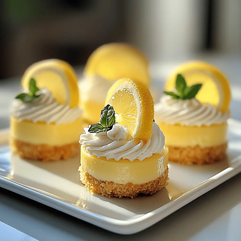 These Mini Lemon Cheesecakes are a delightful burst of tangy sweetness in every bite! Made with creamy cream cheese and zesty lemon, they're perfect for parties or just a sweet treat at home. Easy to prepare and absolutely delicious, these mini desserts will impress your guests. Save this recipe for your next gathering or a cozy night in!