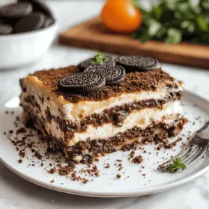 Layers of creamy goodness and crunchy Oreo cookies make this Oreo Lasagna a delightful treat! Featuring cream cheese, whipped topping, and chocolate pudding, it’s perfect for parties or a sweet night in. Save this easy recipe to impress your friends and family at your next gathering!