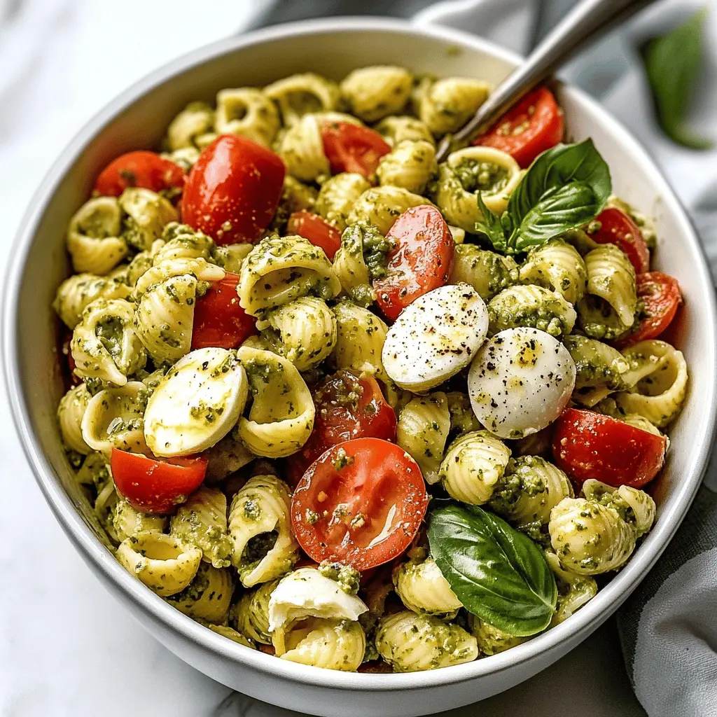 Light and Creamy Pesto Caprese Pasta Salad Recipe