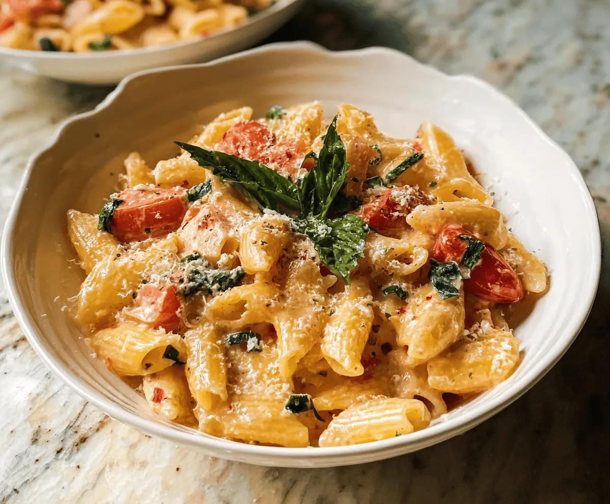 Easy Creamy Basil Tomato Pasta Recipe