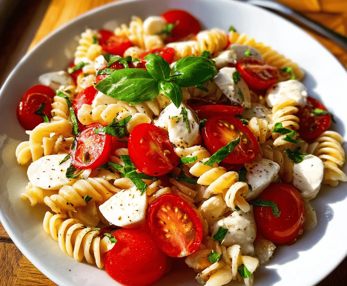 Easy Caprese Pasta Salad with Fresh Mozzarella