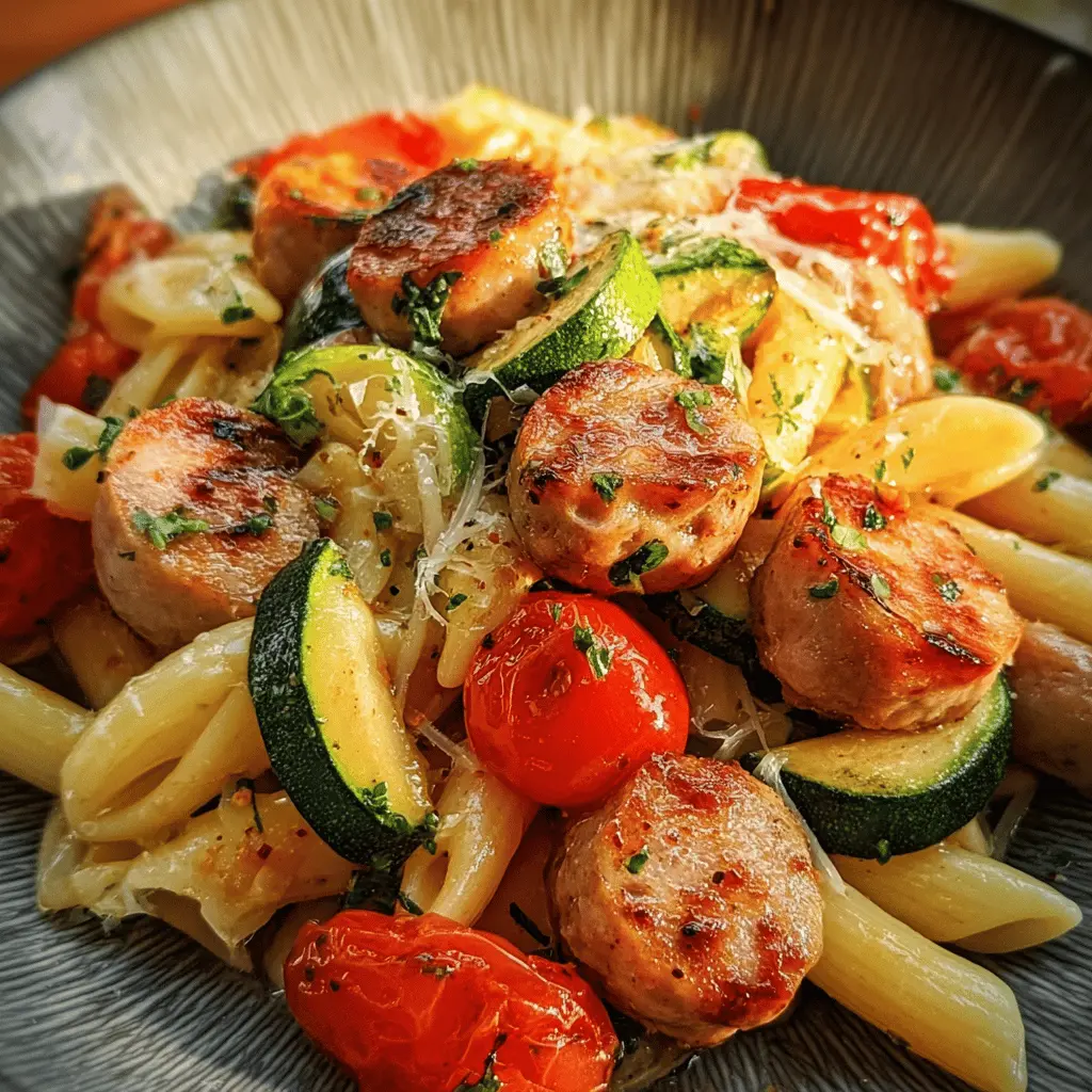 Easy Chicken Sausage Pasta with Zucchini and Tomatoes