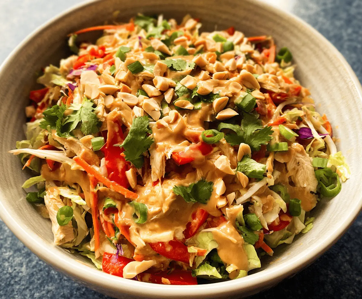 Easy Thai Chicken Salad with Creamy Peanut Dressing