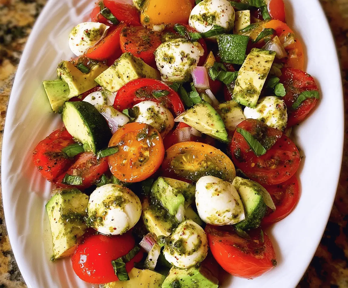 Easy Tomato Cucumber Salad With Avocado and Mozzarella