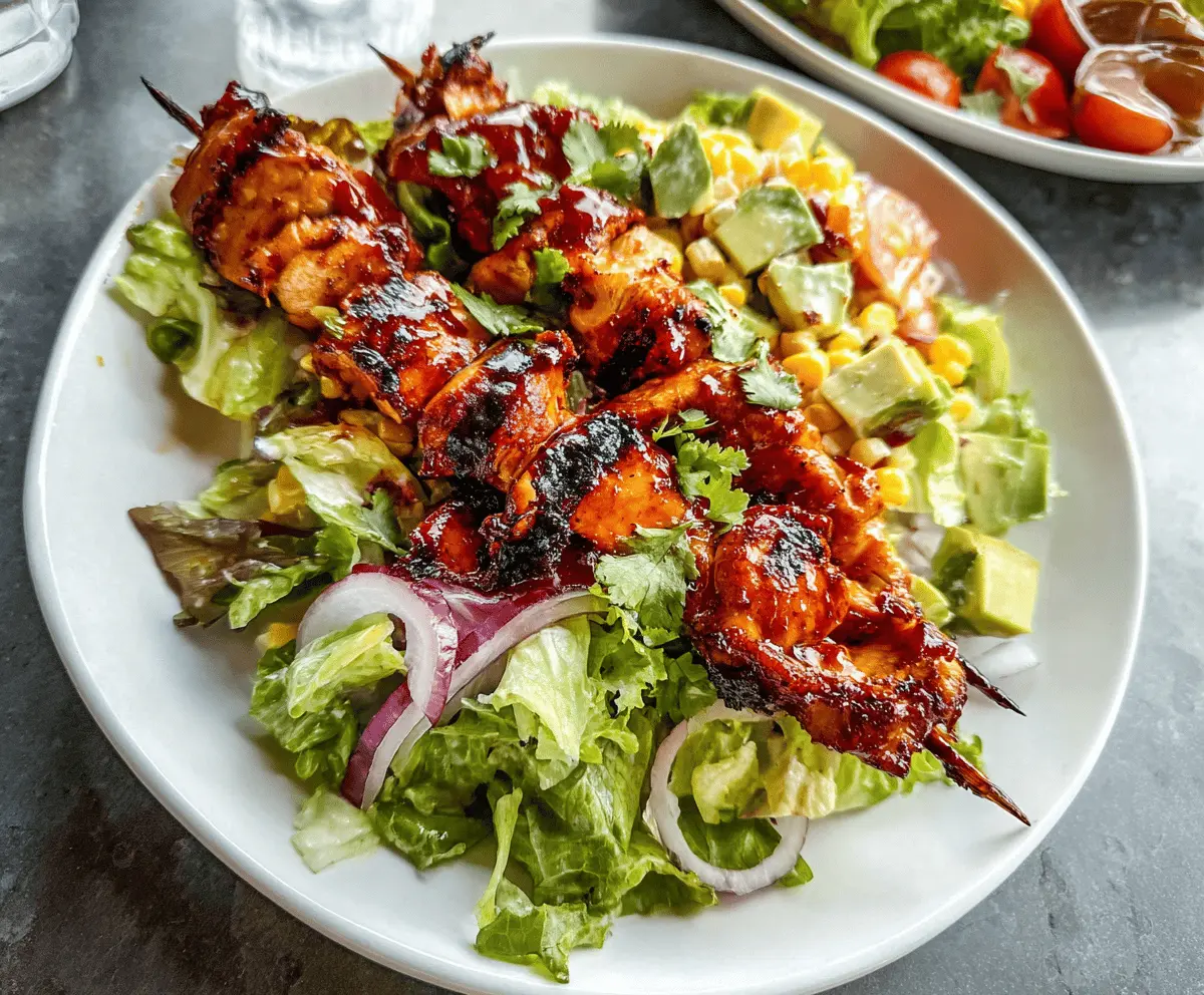 Easy Healthy BBQ Chicken Skewer Salad