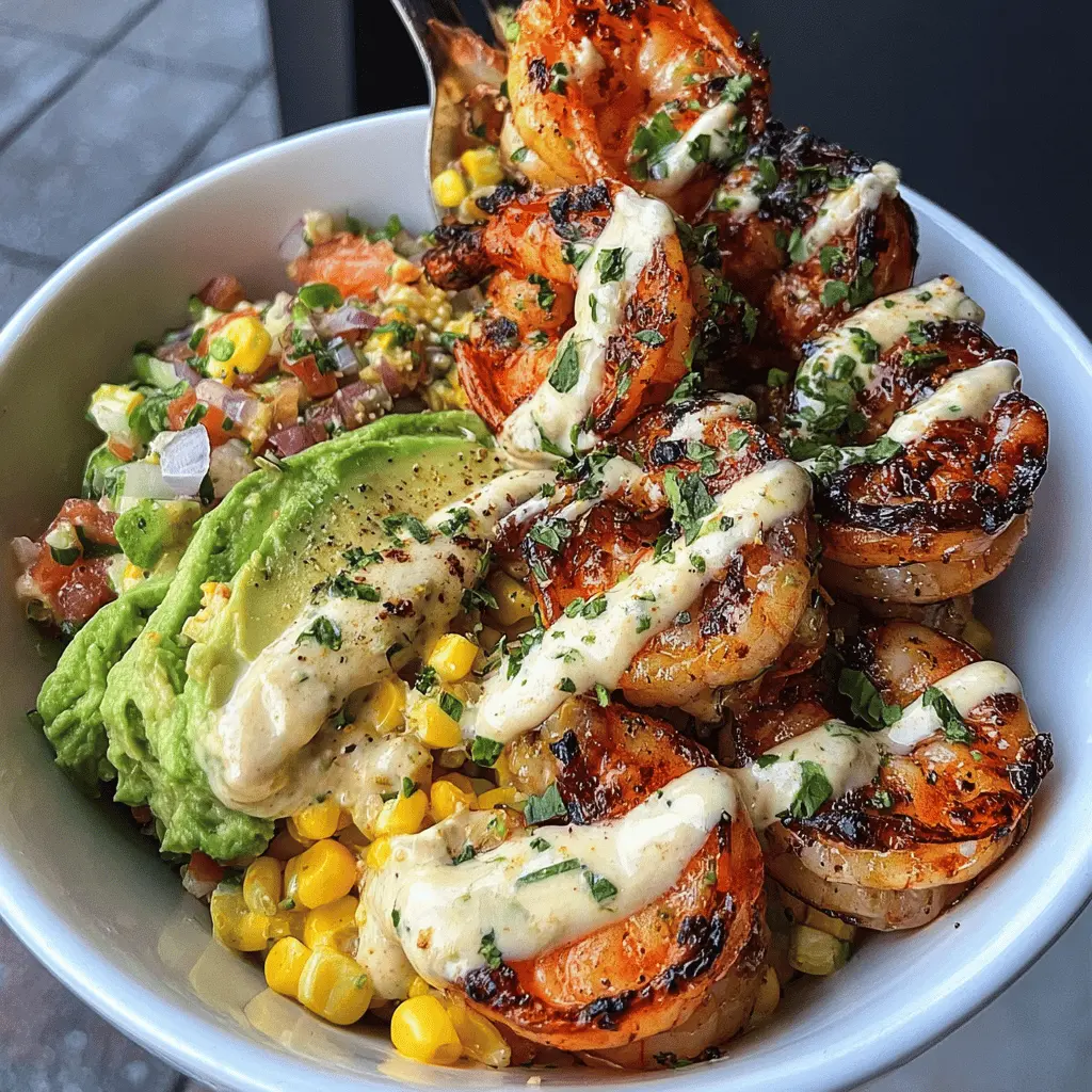 Grilled Shrimp Bowl with Avocado and Corn Salsa