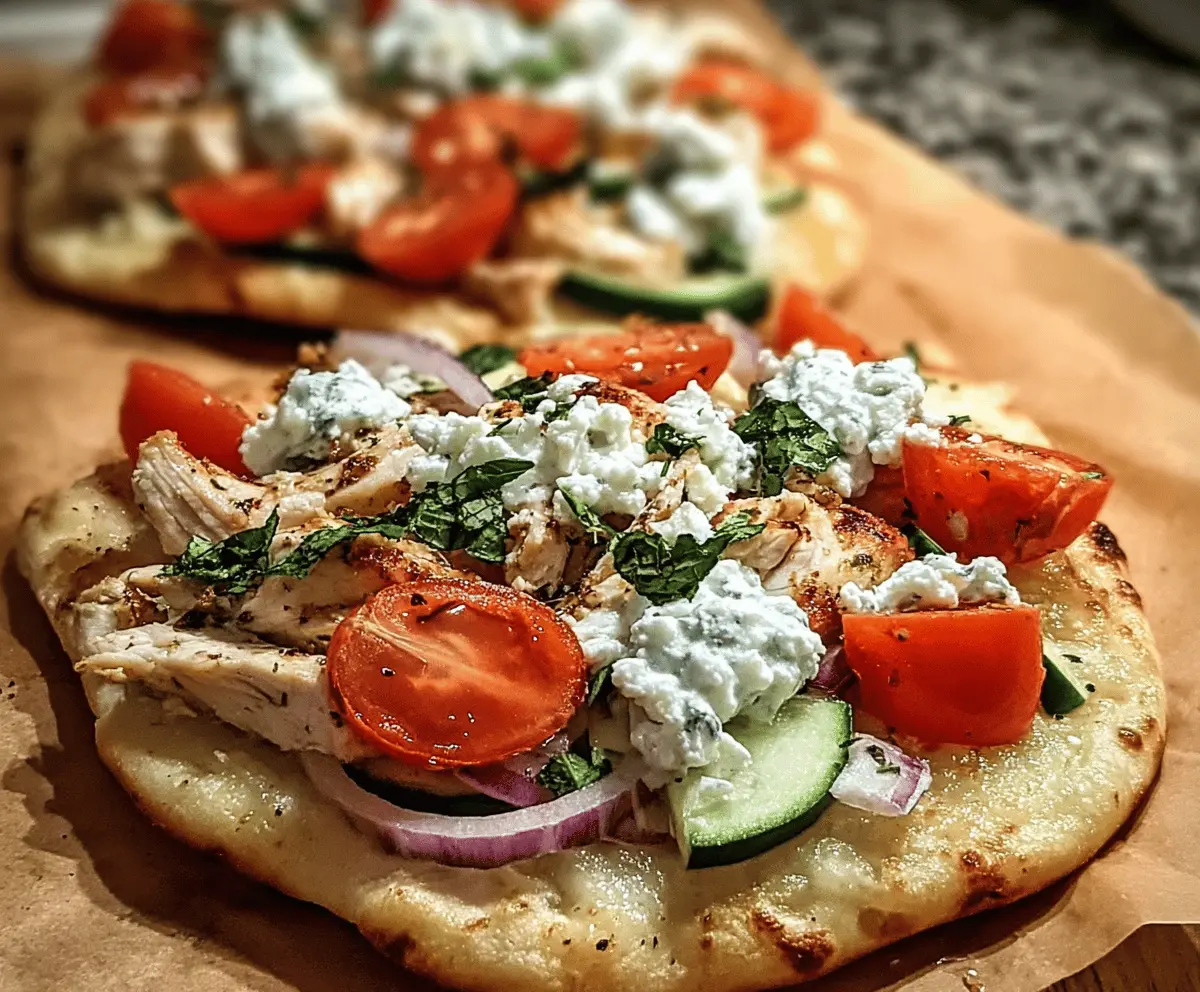 Easy Tzatziki Chicken and Veggie Naan Pizza