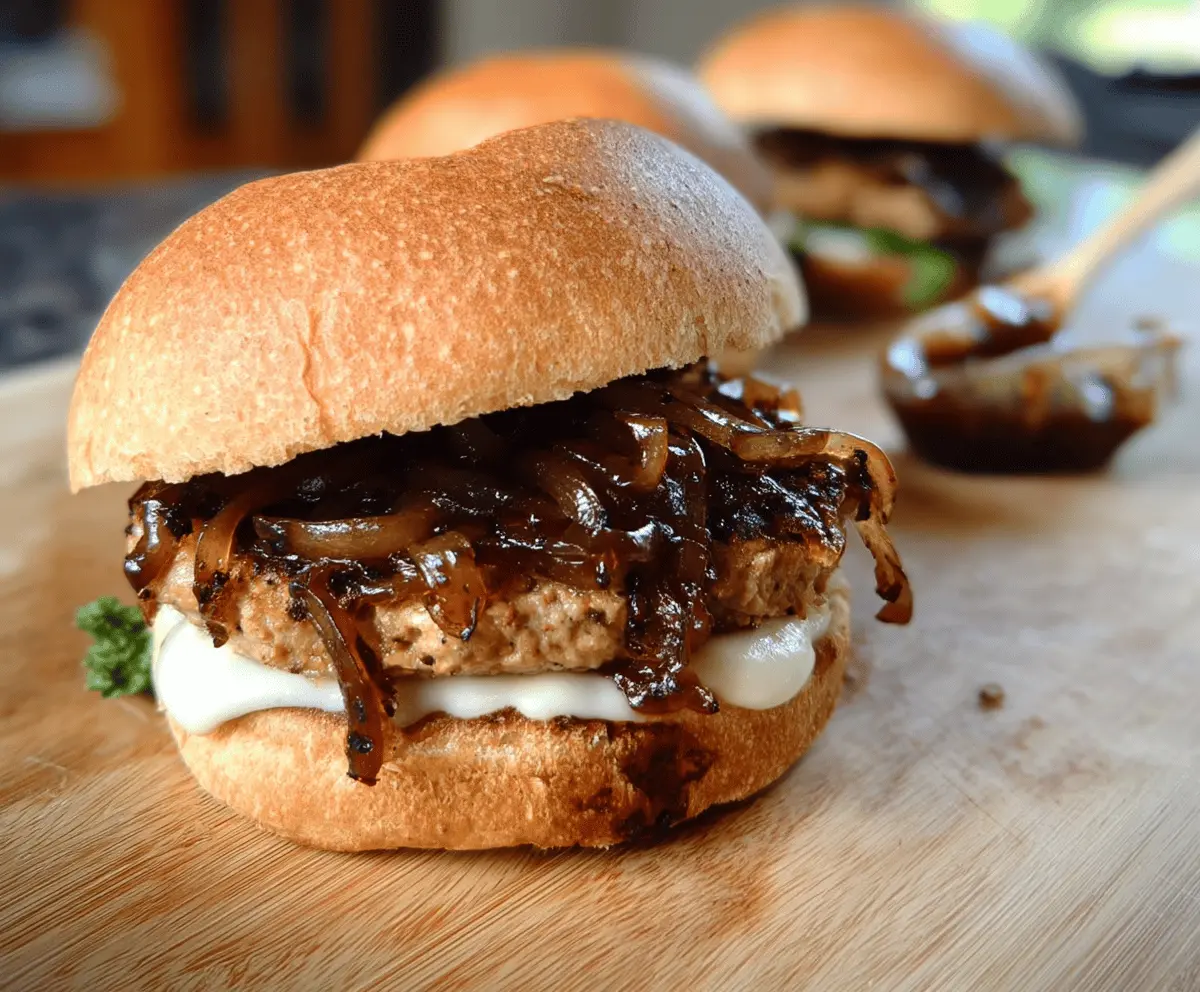 Easy Balsamic Caramelized Onion Turkey Burgers