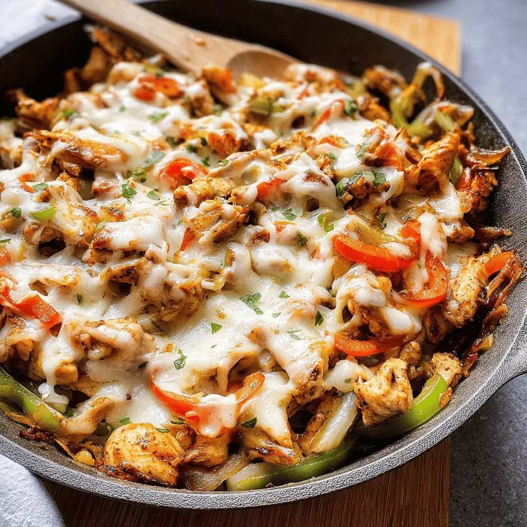 Easy Cheesy Chicken Cheesesteak Skillet Recipe