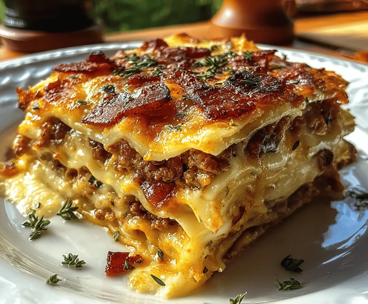 Cheesy Parmesan Garlic Bacon Burger Lasagna