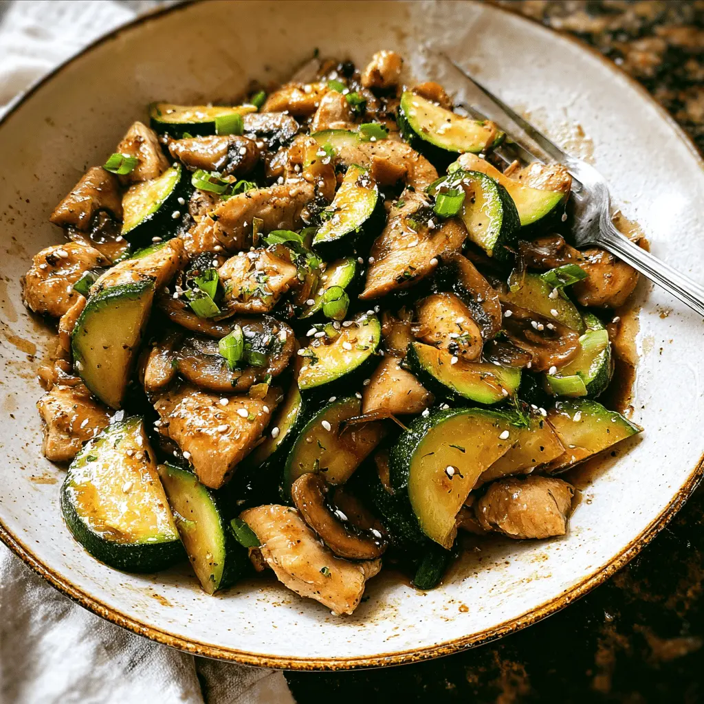 Healthy Zucchini Mushroom Chicken Stir Fry Recipe