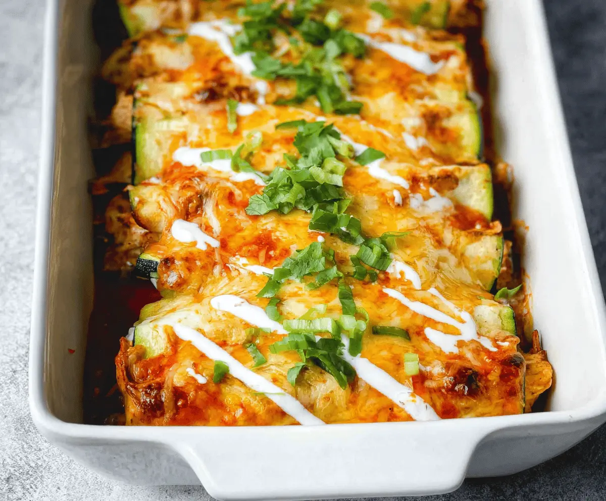 Cheesy Keto Chicken Zucchini Enchiladas