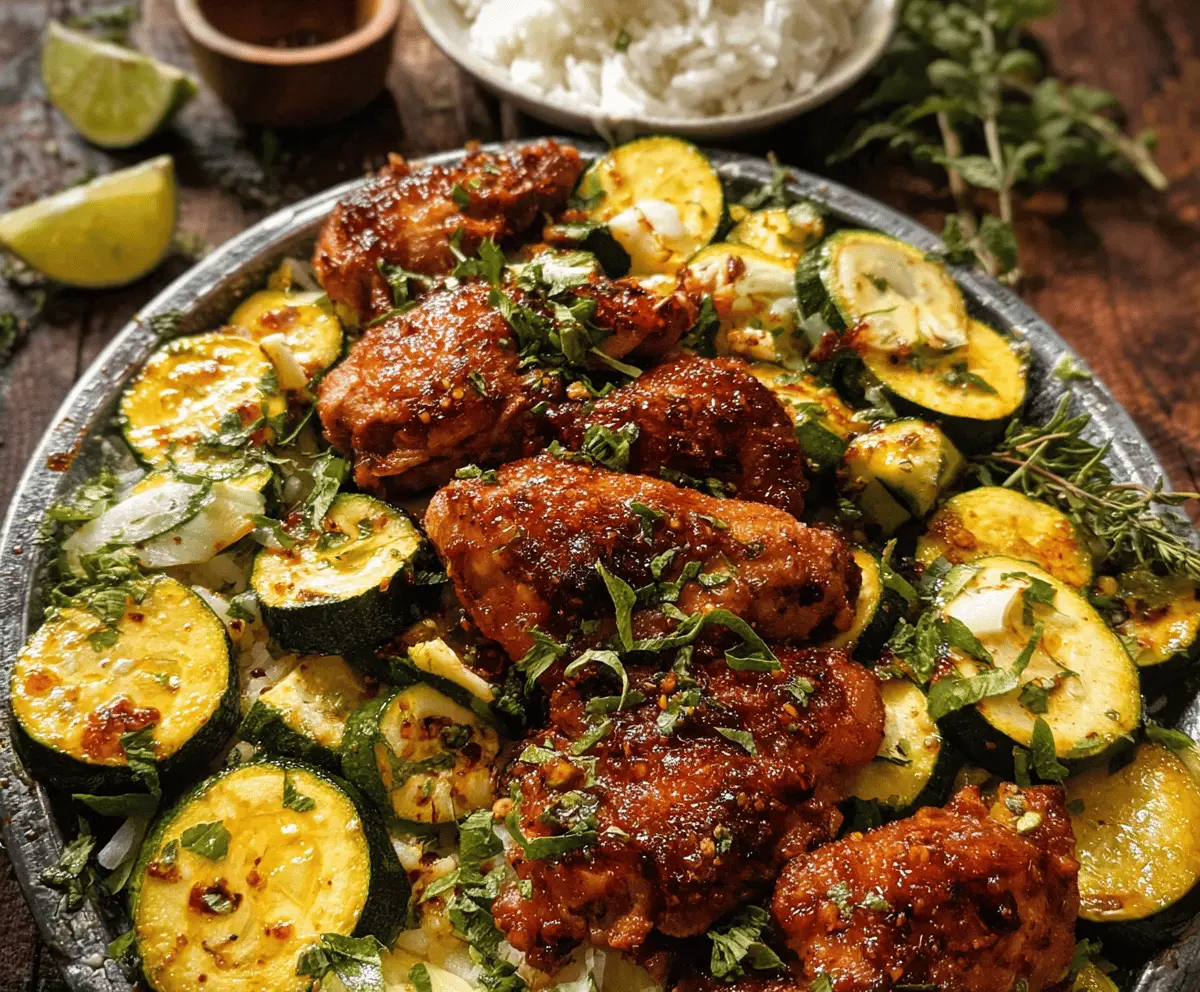 Easy Sheet Pan Hot Honey Garlic Chicken and Zucchini