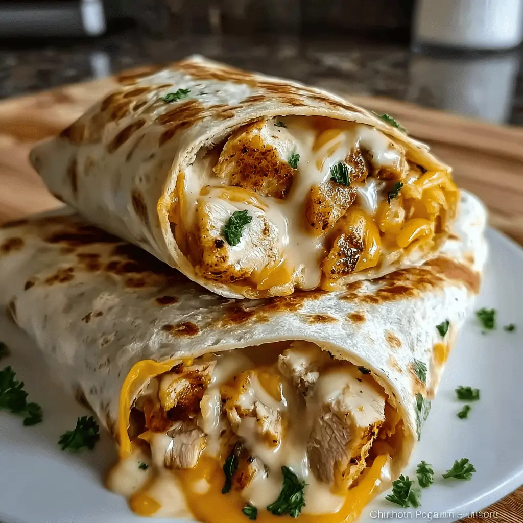 Cheesy Garlic Chicken Wraps Recipe