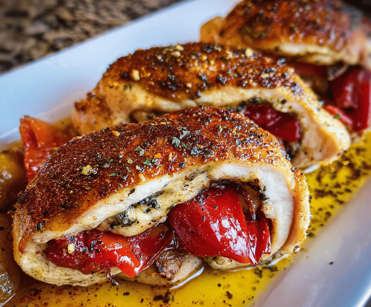 Easy Stuffed Chicken Breast with Roasted Peppers