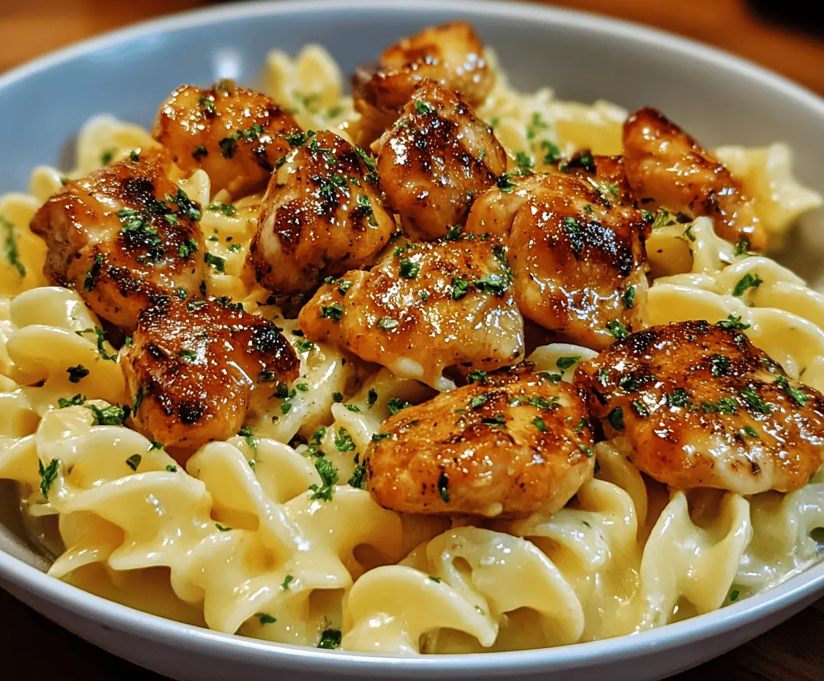 Garlic Butter Chicken Bites with Creamy Parmesan Pasta