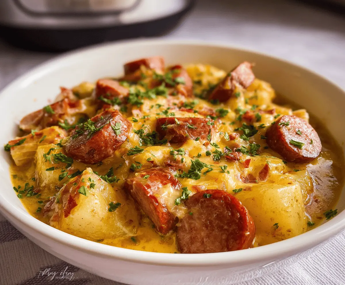Easy Crockpot Cheesy Kielbasa Dinner Recipe