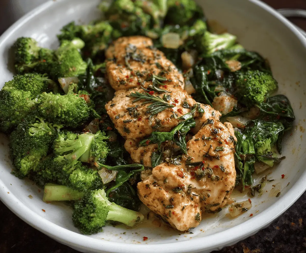 Easy Garlic Chicken With Broccoli and Spinach