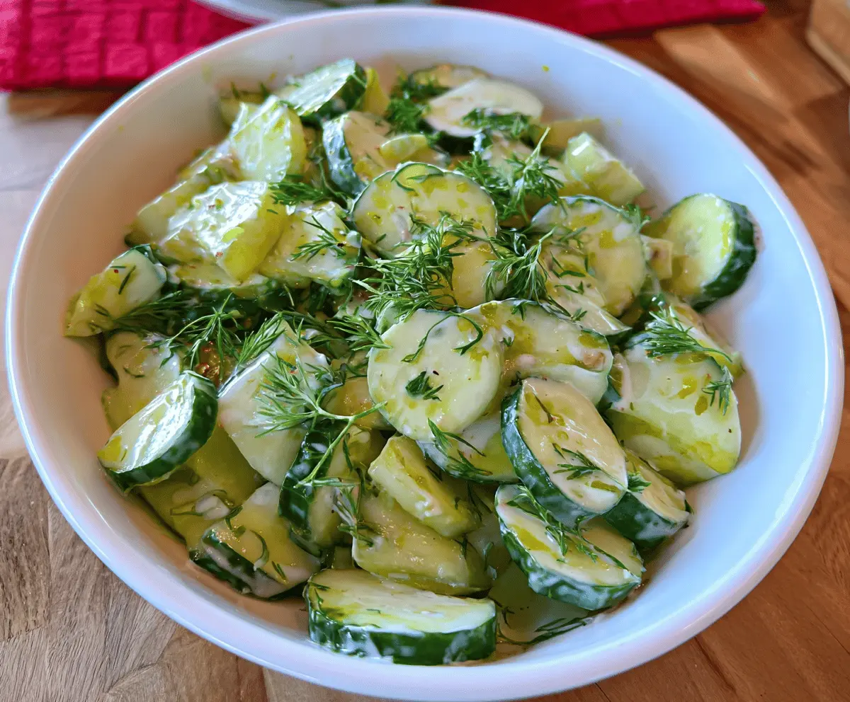 Refreshing Pickle Juice Ranch Cucumber Salad Recipe