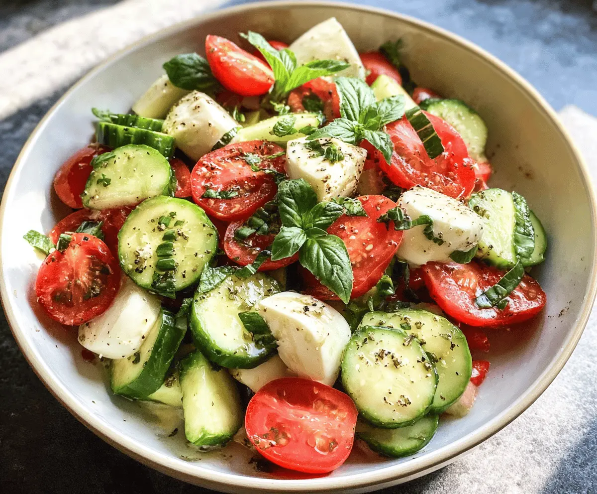 Fresh Cucumber Caprese Salad Recipe with Basil and Mozzarella