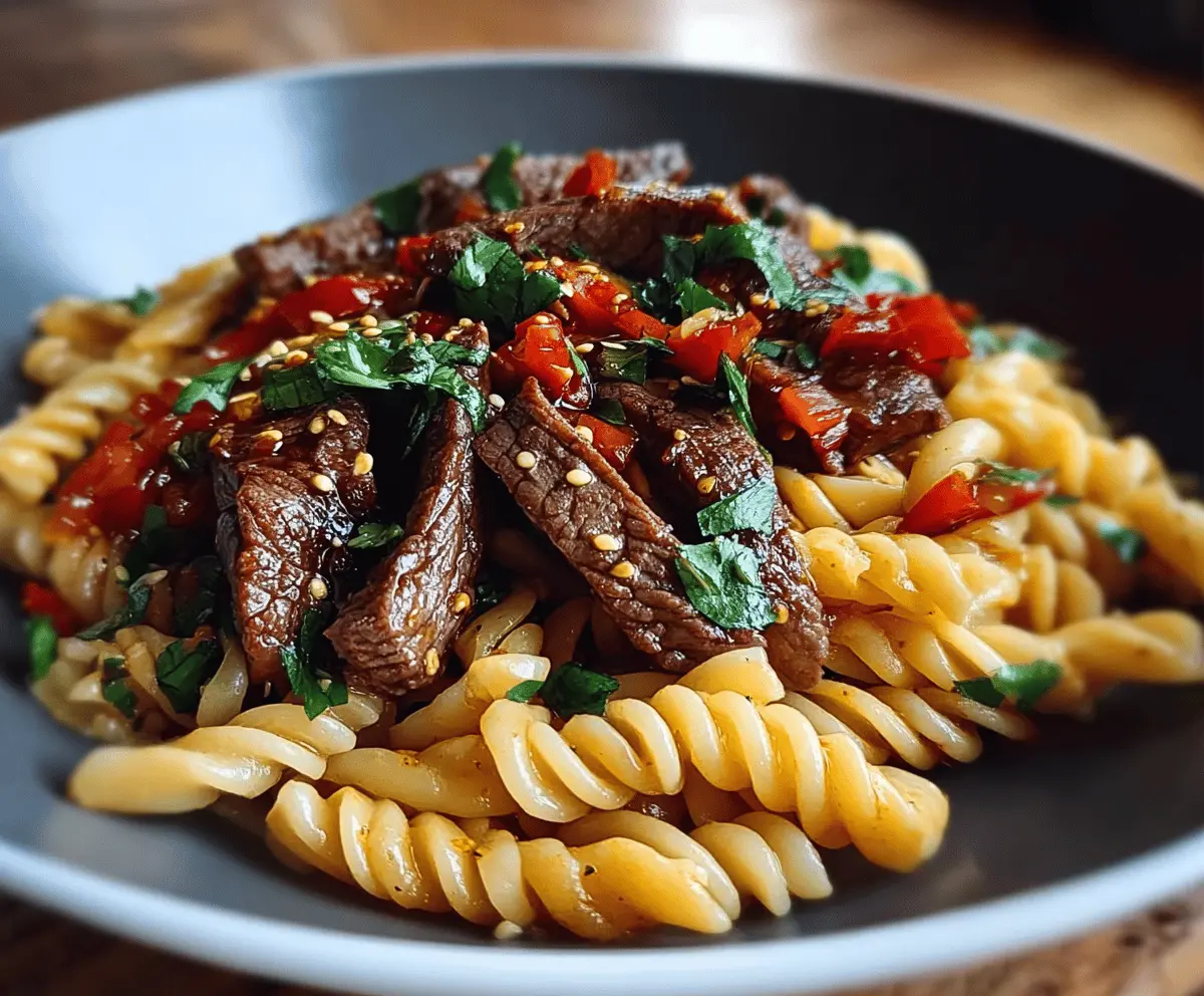 Sweet and Spicy Garlic Steak Pasta Recipe