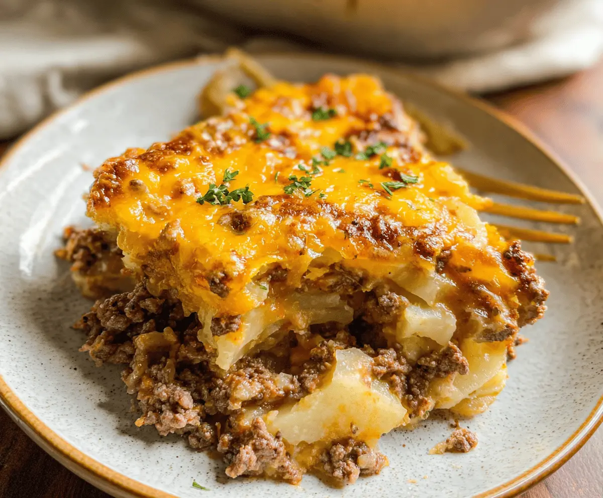 Easy Cheesy Ground Beef and Potato Casserole