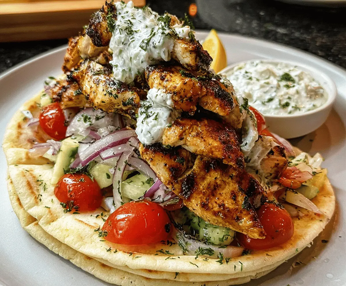 Greek Chicken Gyros with Lemon Herb Marinade and Tzatziki Sauce