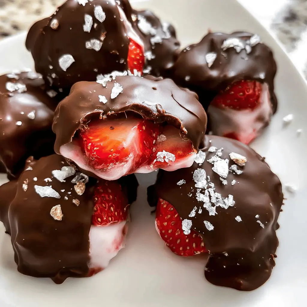 Easy Chocolate Strawberry Frozen Yogurt Bites