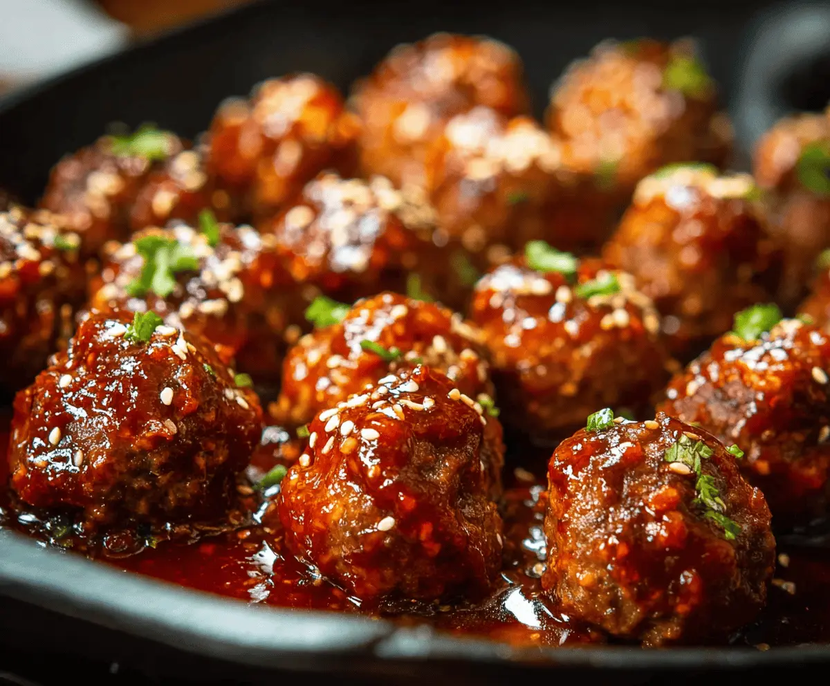 Sticky Korean BBQ Meatballs With Sweet Gochujang Glaze