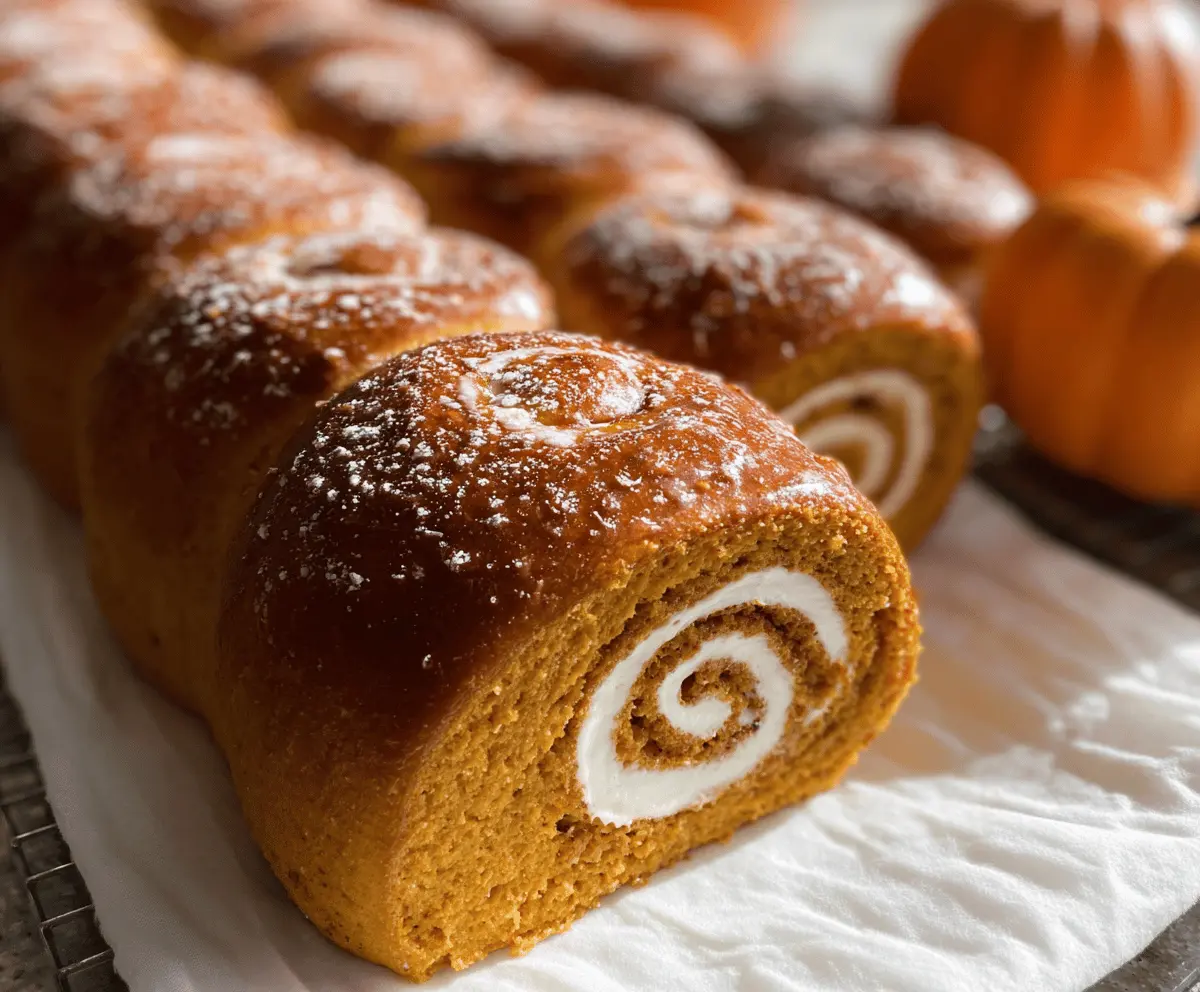 Soft Pumpkin Rolls with Cream Cheese Filling