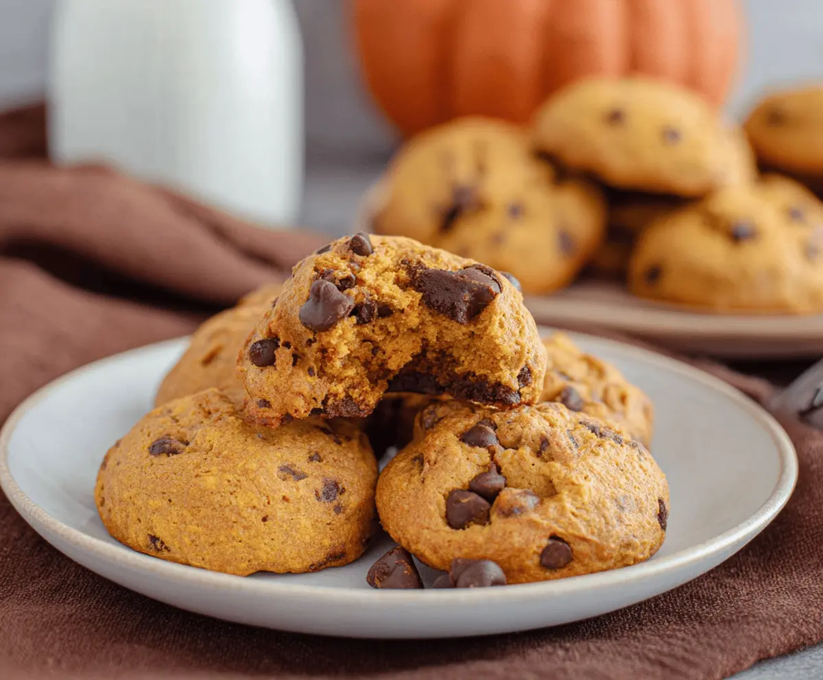 Delicious homemade Air Fryer Pumpkin Cookies on a plate with a sprinkle of cinnamon, perfect for fall treats