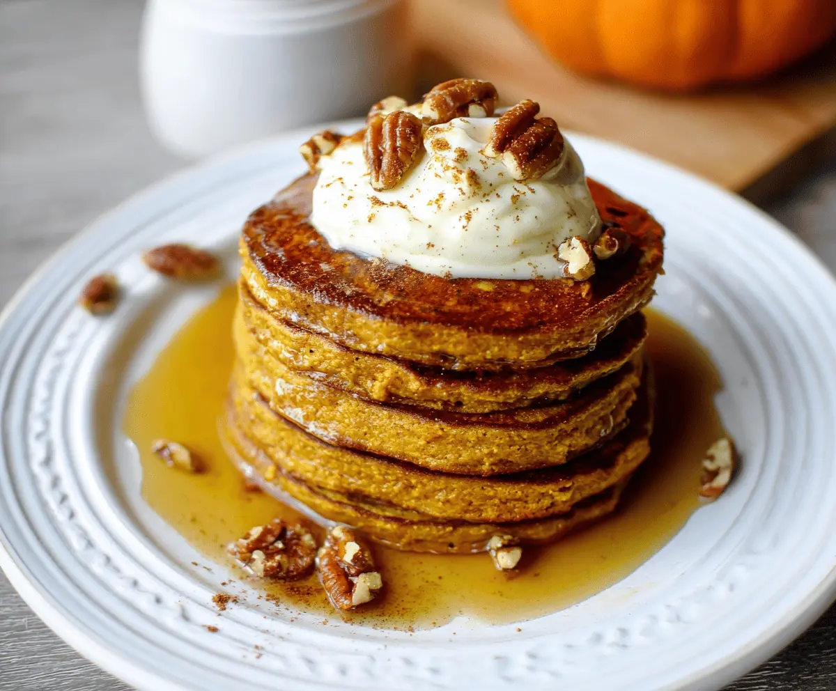 Delicious healthy pumpkin pancakes topped with maple syrup and fresh berries, perfect for a nutritious breakfast