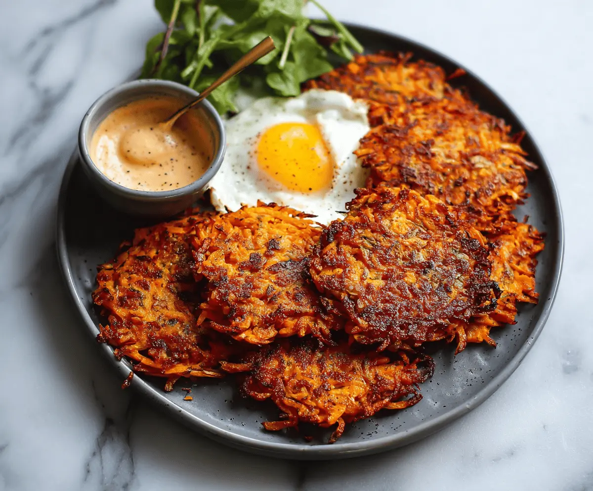 Crispy homemade healthy sweet potato hash browns served on a plate, perfect for a nutritious breakfast or snack
