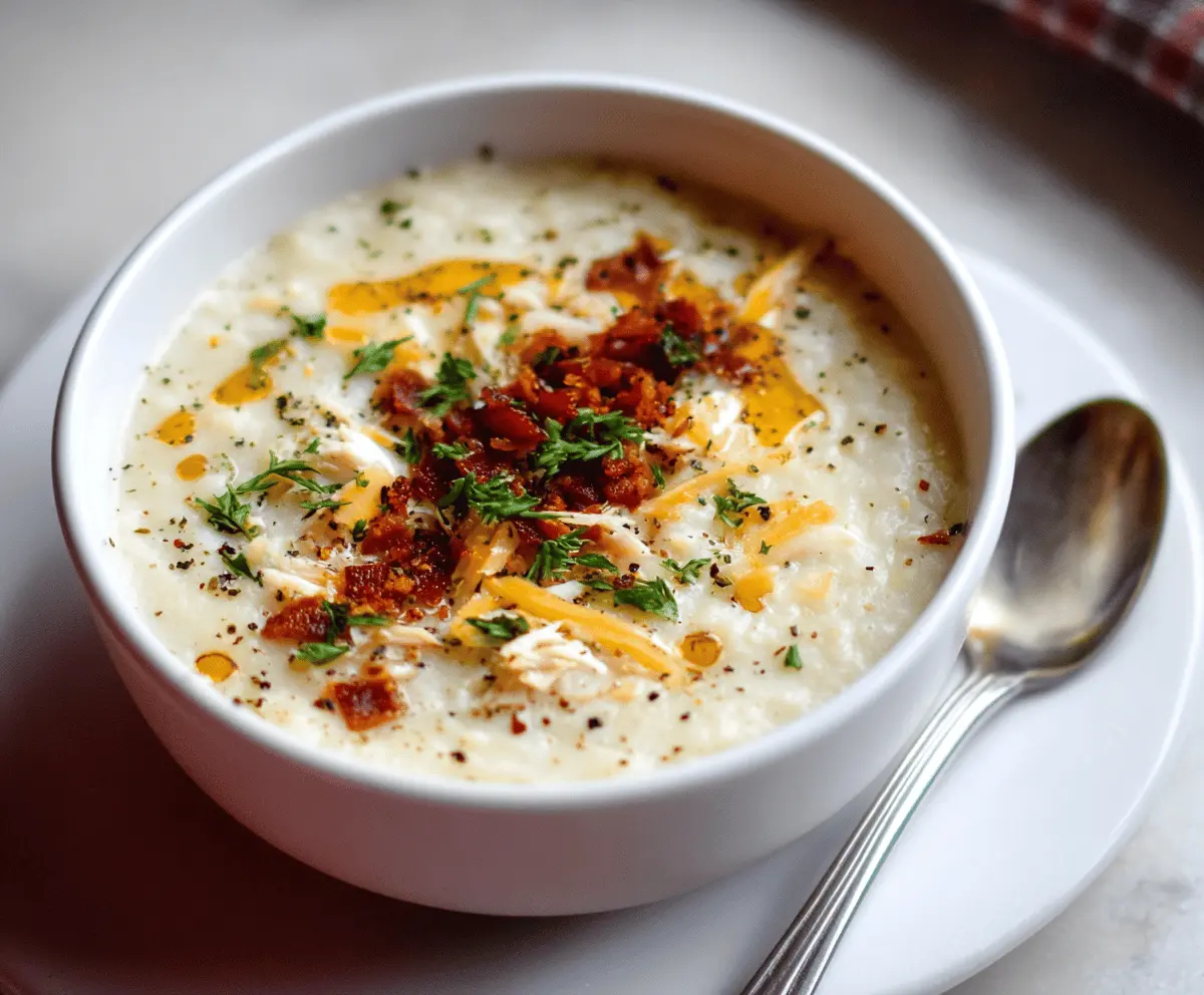 Creamy leftover mashed potato soup garnished with fresh herbs in a bowl, perfect for a comforting and easy meal.