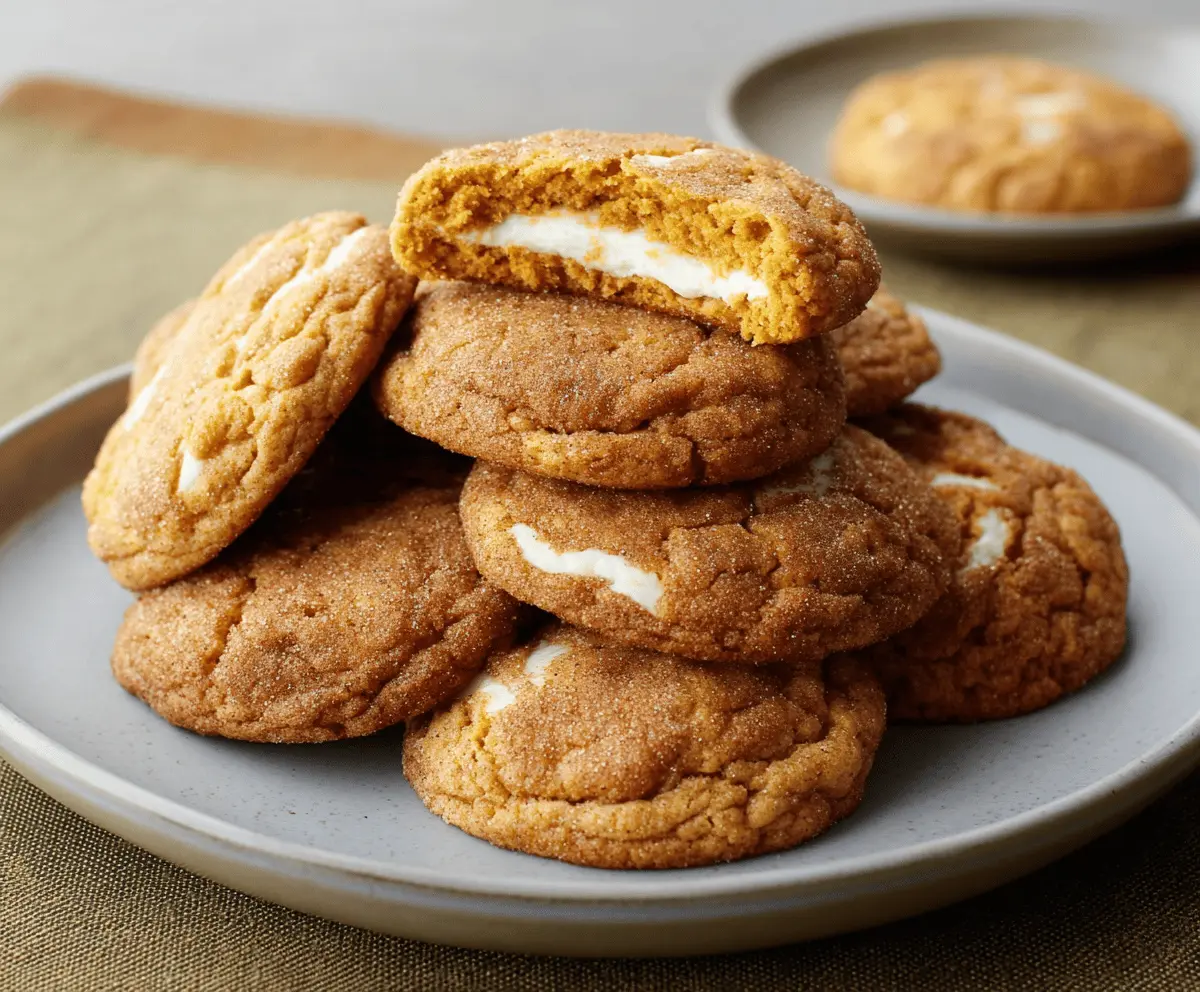 Delicious Pumpkin Cheesecake Cookies topped with cinnamon and cream cheese frosting, perfect for fall dessert cravings.